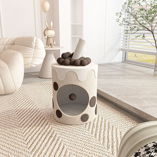 Honey Pot Cat Climbing Rack Cat Nest Cat Tree Integrated Pearl Milk Tea Bucket Large Winter Warm Teddy Velvet Cat Bucket 221226