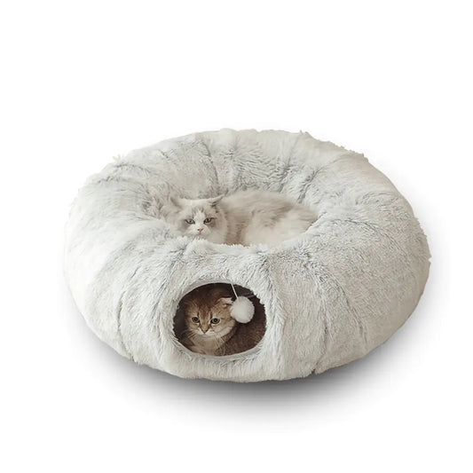 2-in-1 Cat Tunnel Bed – Soft, Foldable & Fun for All Cats